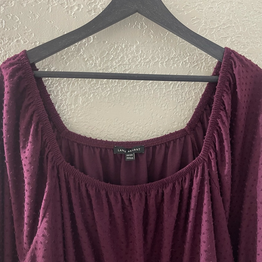 Women’s Plum Textured Peasant Blouse - Picture 2 of 8